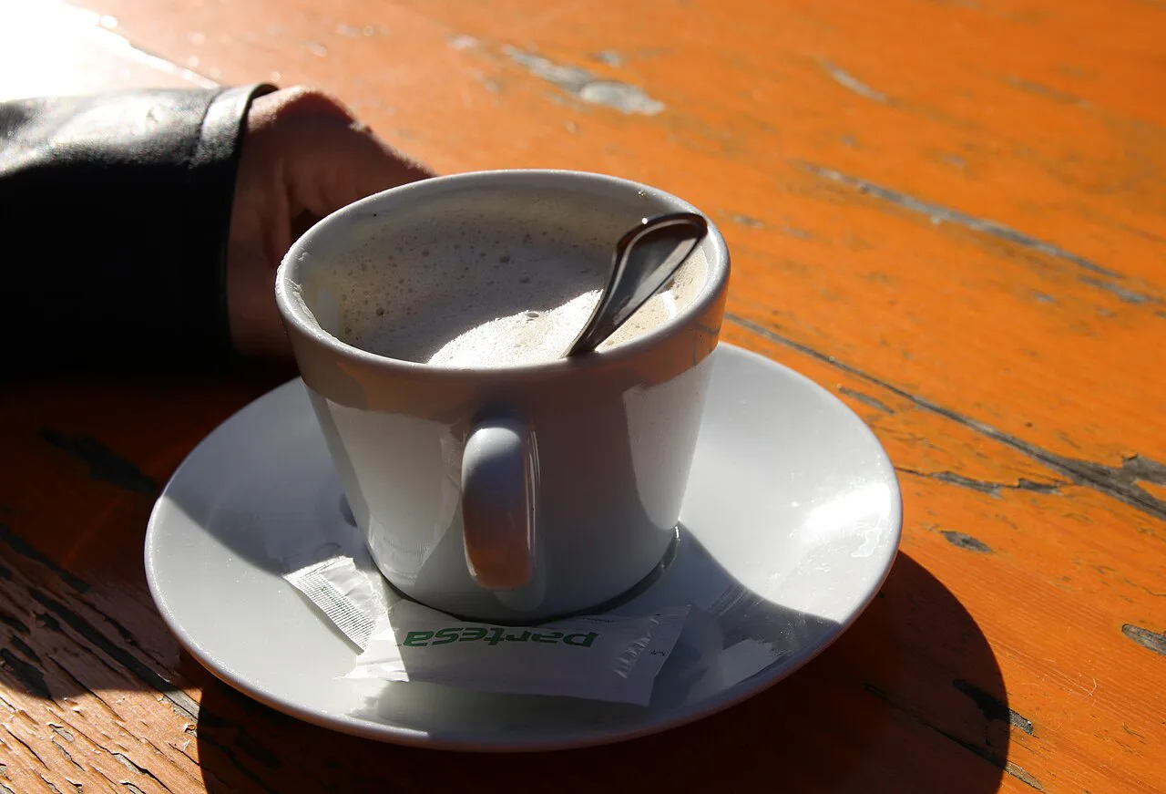 A cappuccino at a Bologna café.