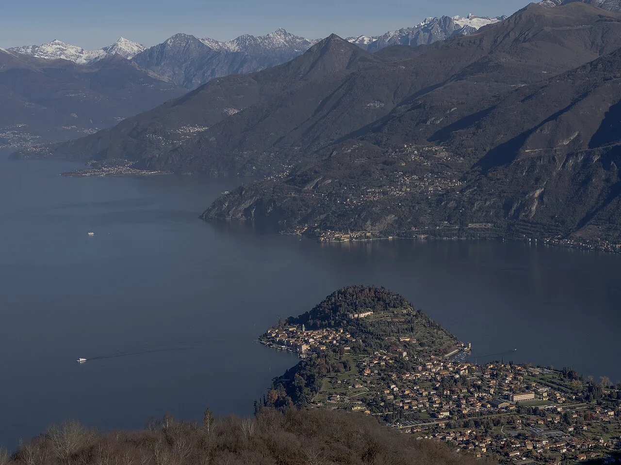 Bellagio and Lake Como seen from above.