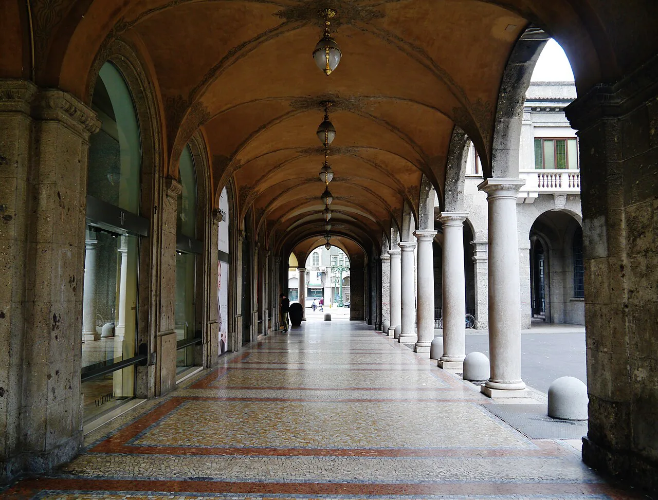 The arcades of Piazza Dante in Bergamo.