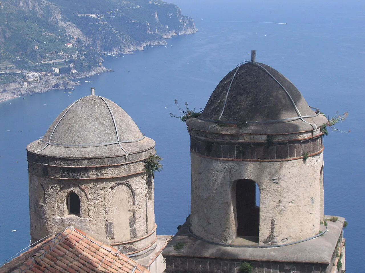 Church domes above the coast at Ravello.