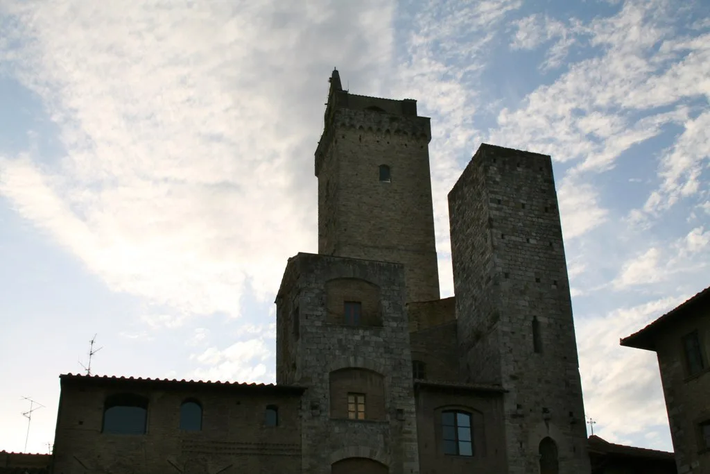 Towers beside Piazza della Cisterna in San Gimignano.