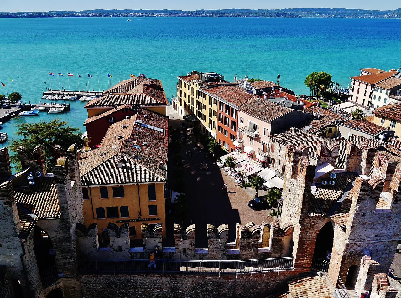 Sirmione's old town and Scaliger Castle from above.