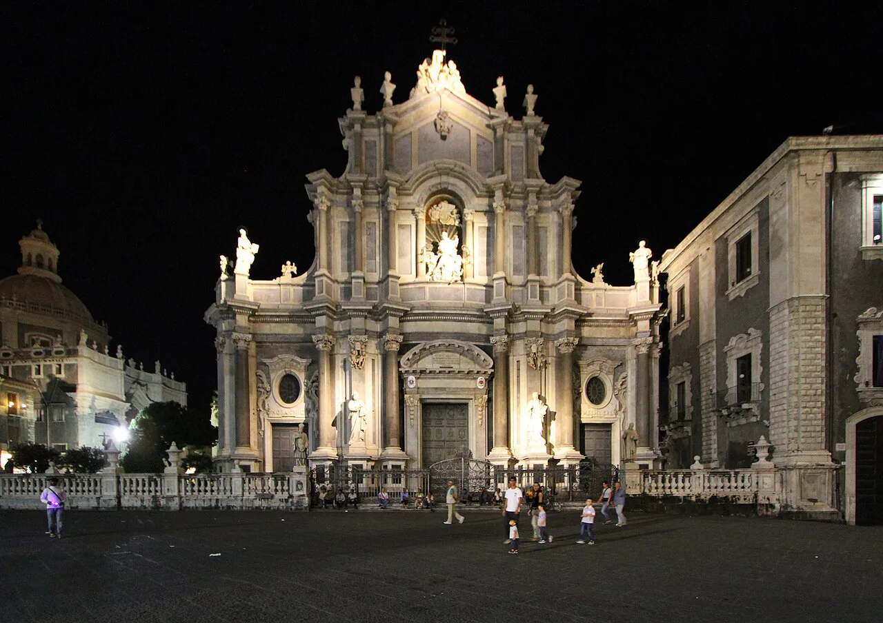 Cathedral in Catania at night.