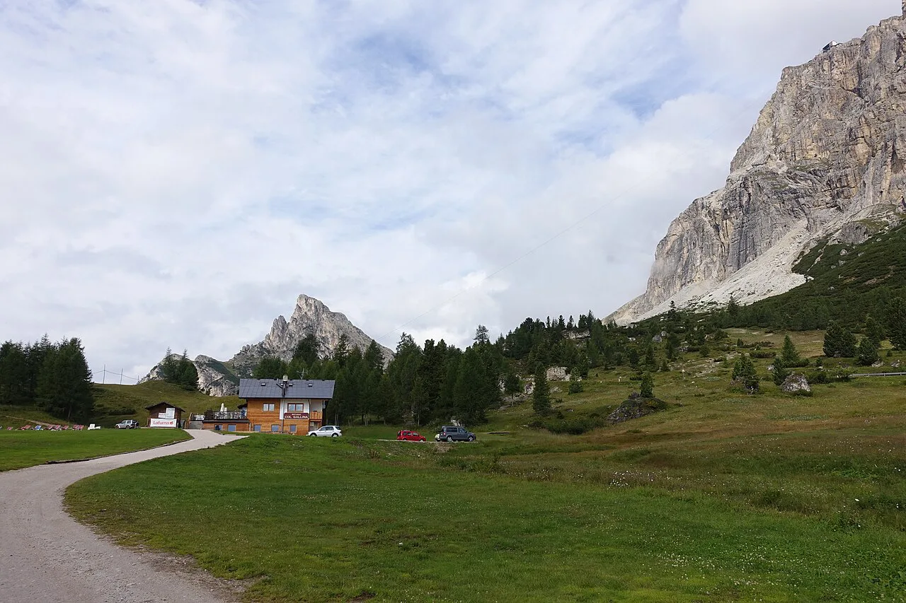 Mountain meadow and rock face near Cortina d'Ampezzo.