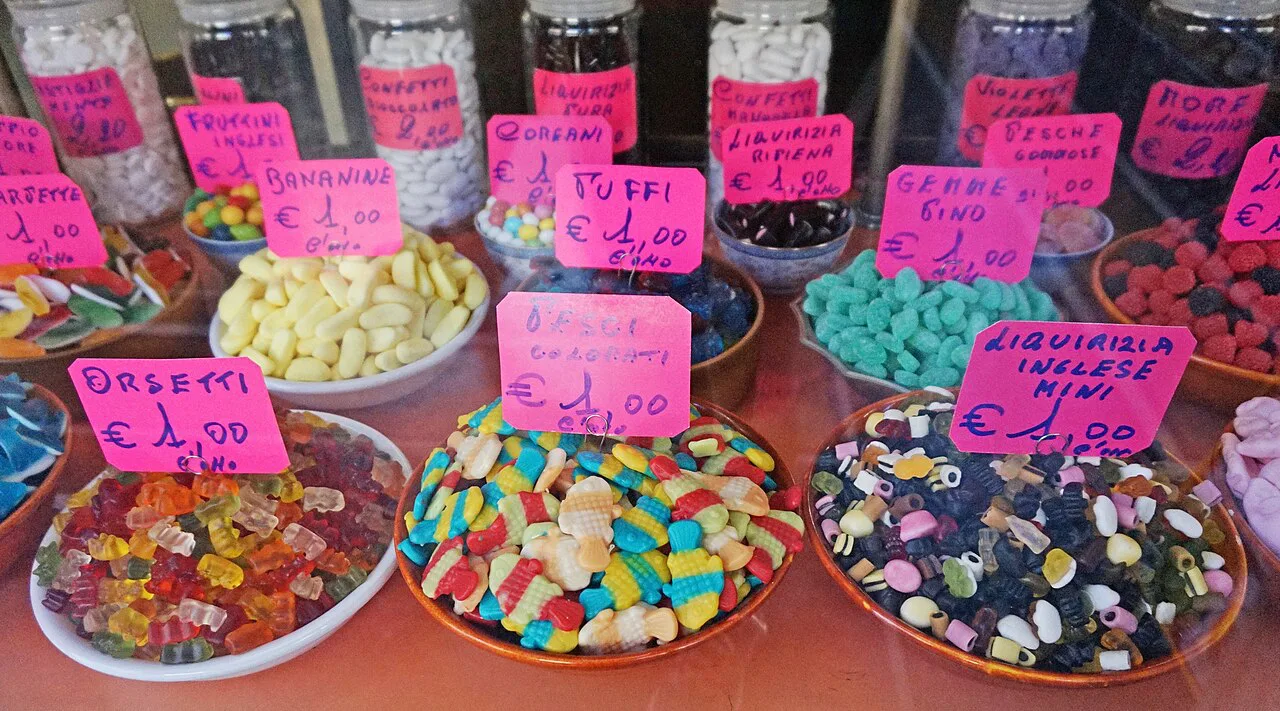Sweets stall in Genoa.