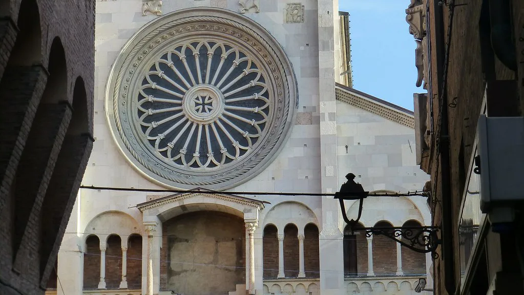 The rose window of Modena Cathedral.