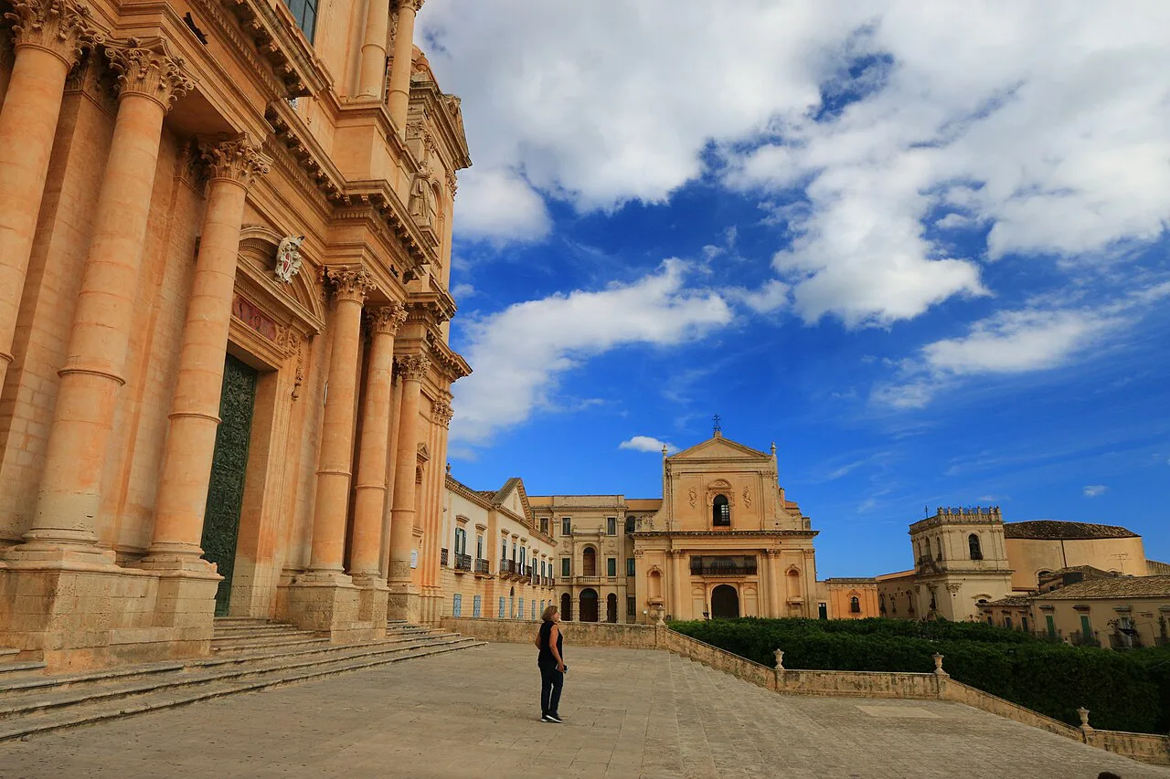 Noto cathedral steps and piazza.