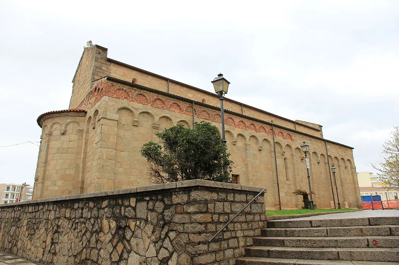 Side of the Basilica of San Simplicio in Olbia.