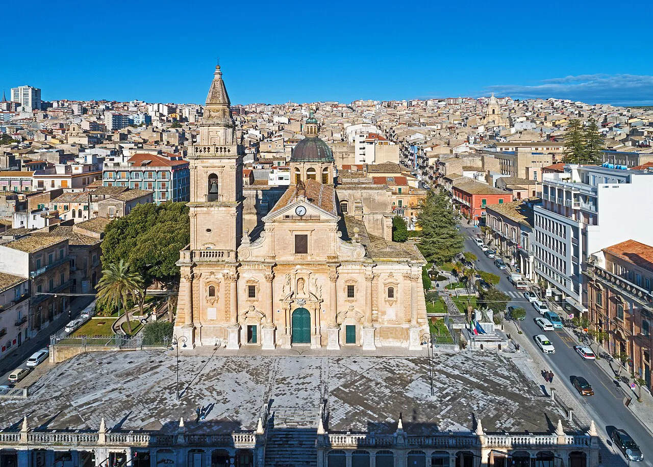 Ragusa cathedral seen from above.