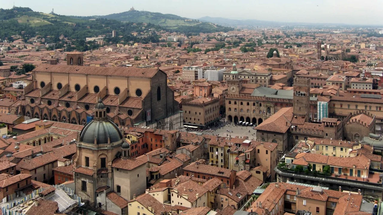 Bologna's old town from above.