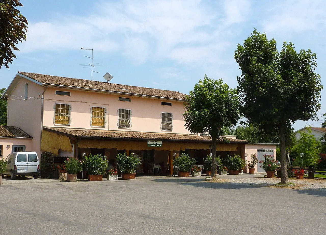Trattoria exterior in the province of Parma.