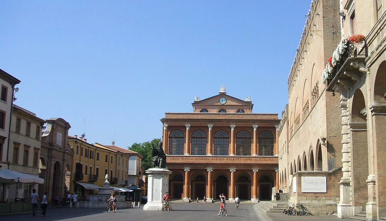Piazza Cavour and its theatre in Rimini.
