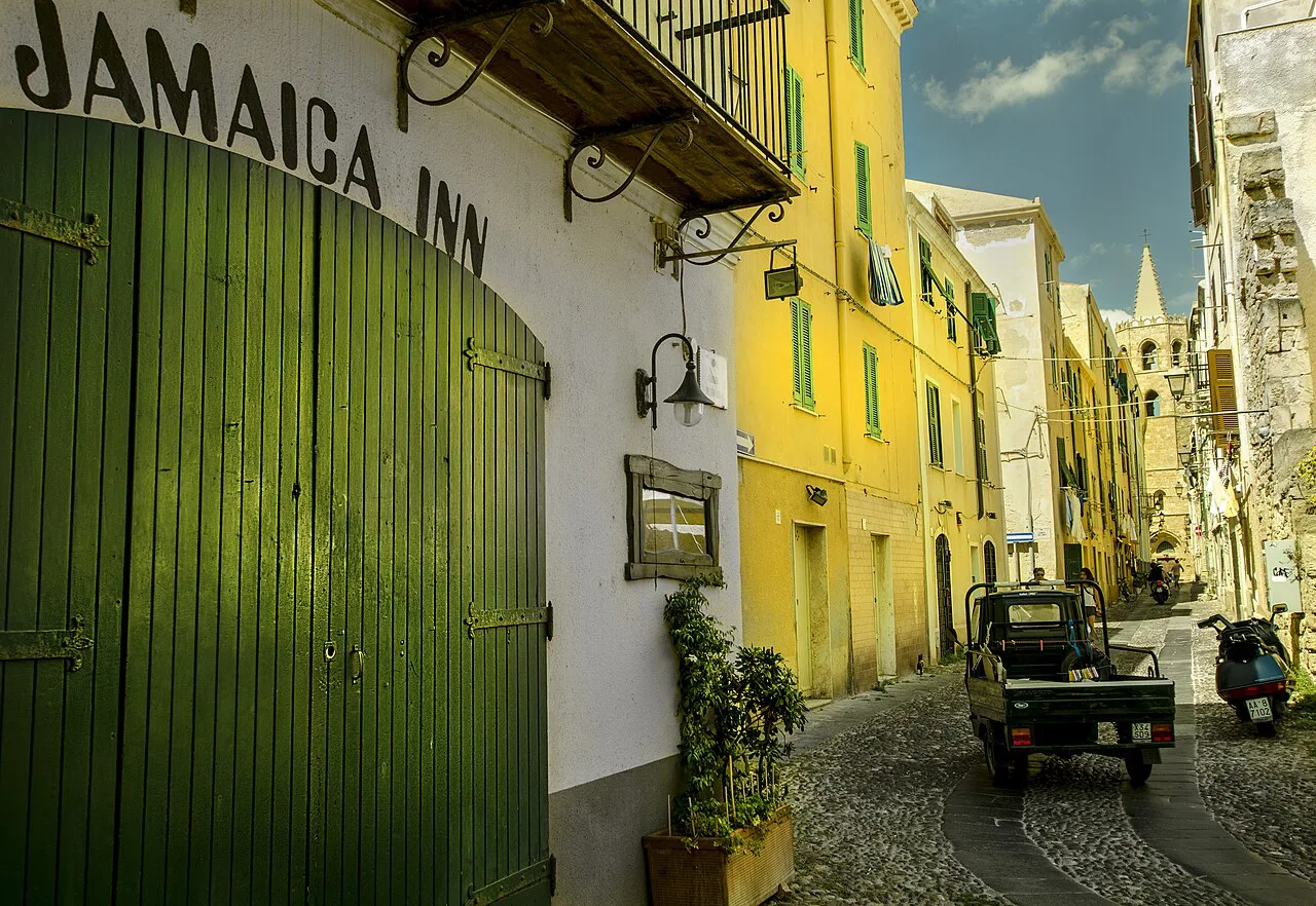 Doorway on an Alghero old-town street.
