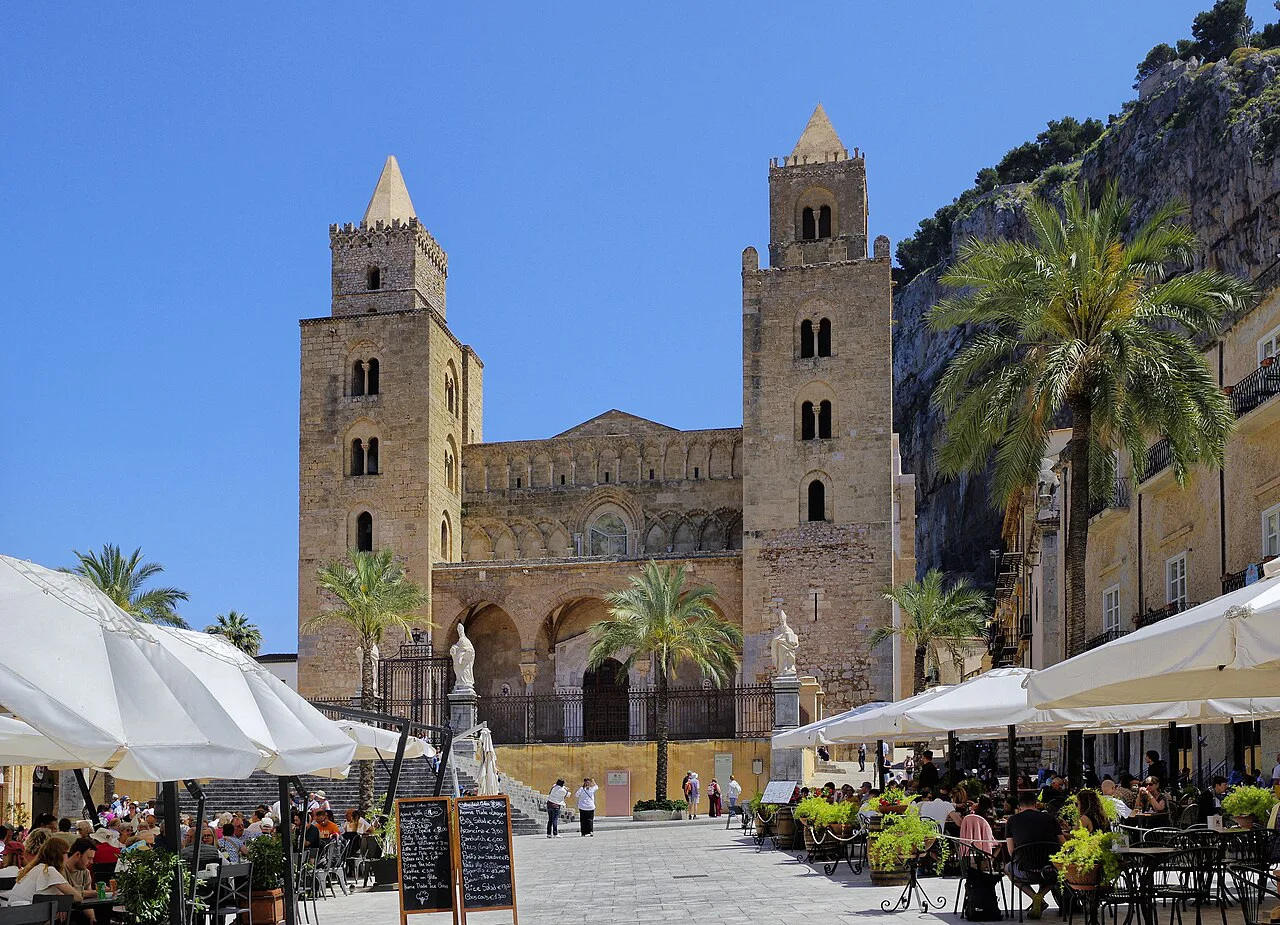 Cefalu cathedral square.