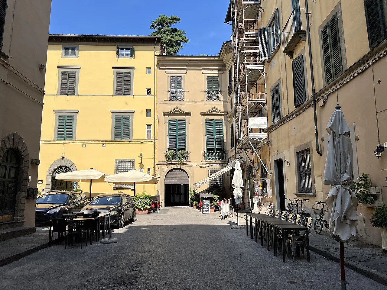 Old-town street in Lucca.