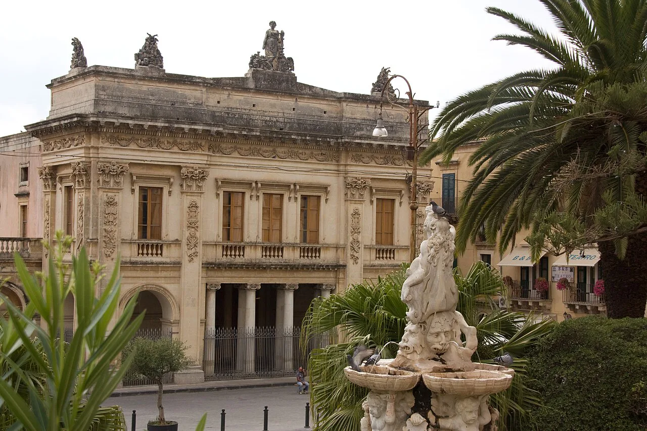 Municipal theatre on Piazza XVI Maggio in Noto.