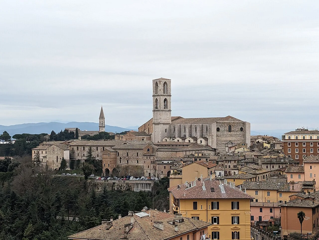 View over Perugia's rooftops from the market terrace.