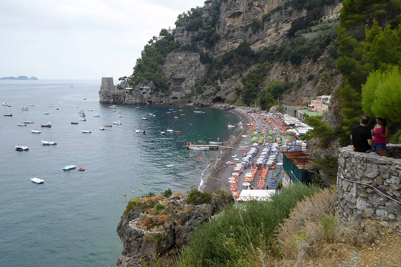 Coastline and beach at Positano.