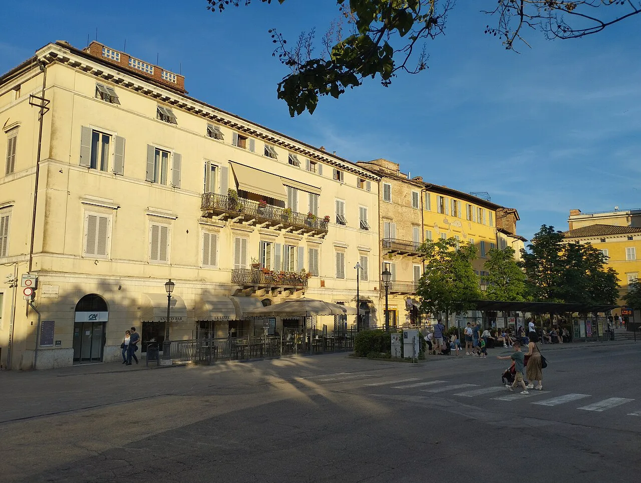 Buildings on Piazza Gramsci in Siena.