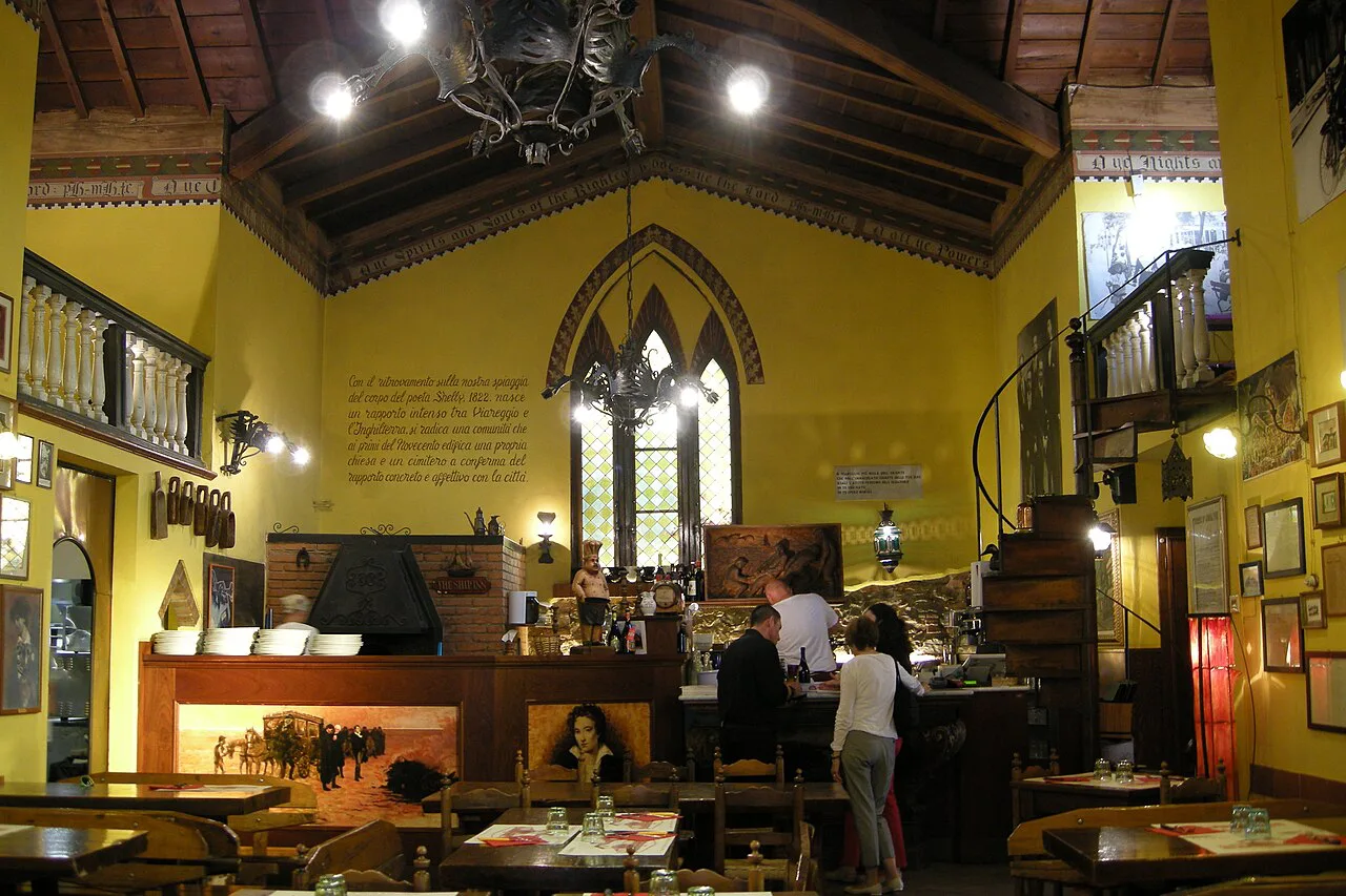 The interior of an Italian pizzeria.