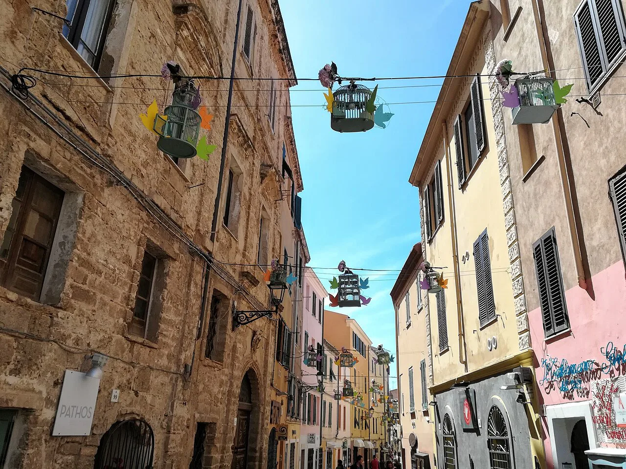 Old-town street in Alghero.