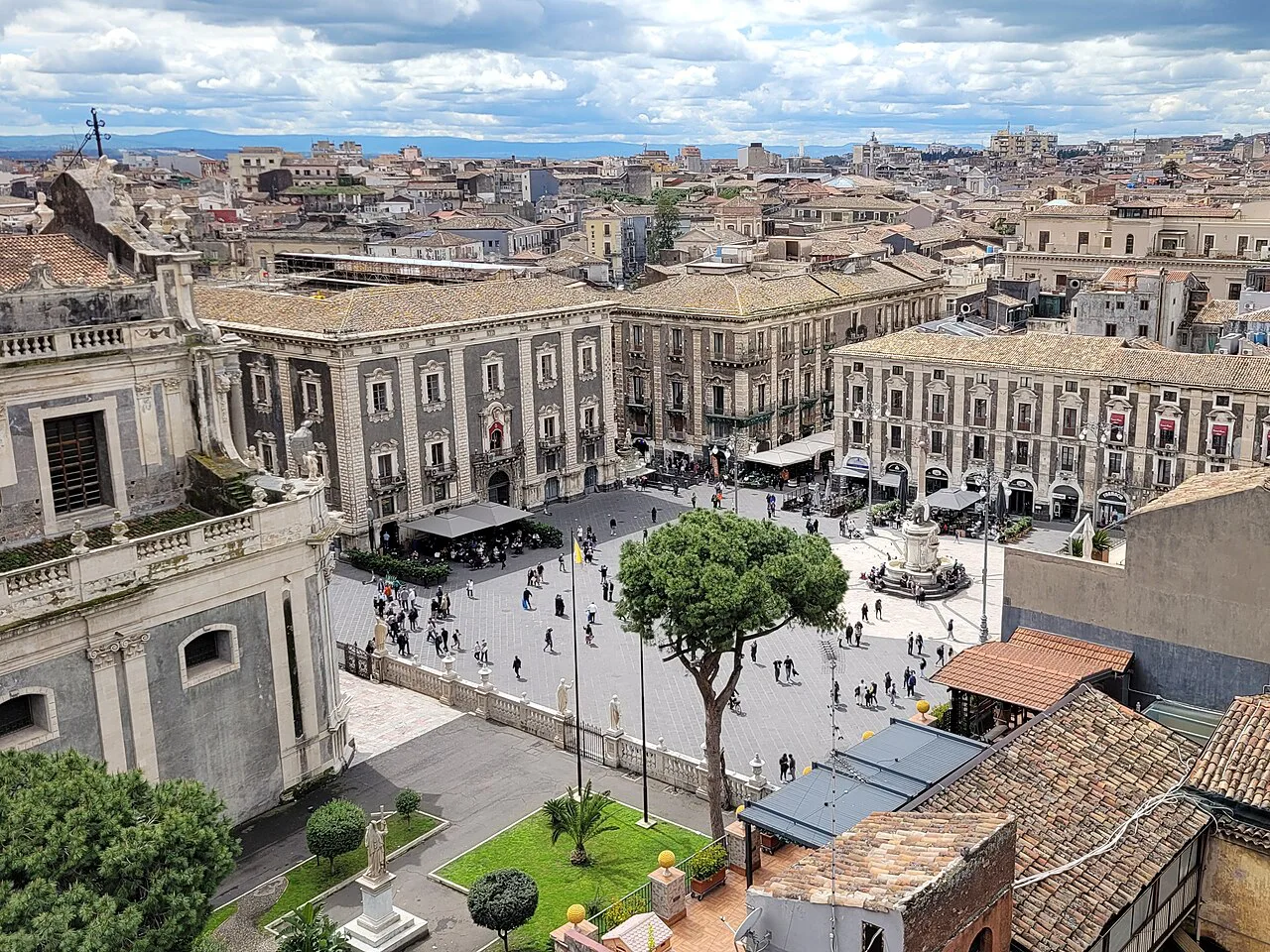 Piazza del Duomo in Catania from above.