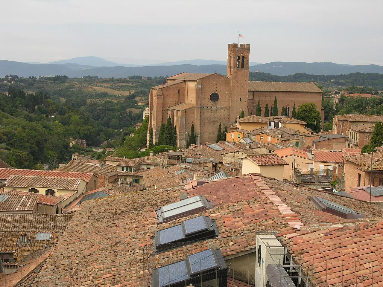 Siena skyline over the roofs.