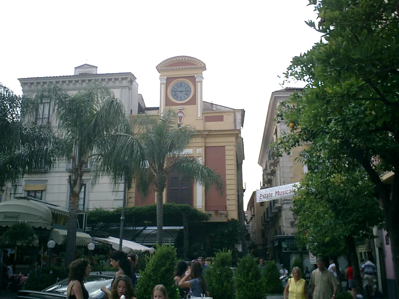 Piazza Tasso in Sorrento with the clock tower.