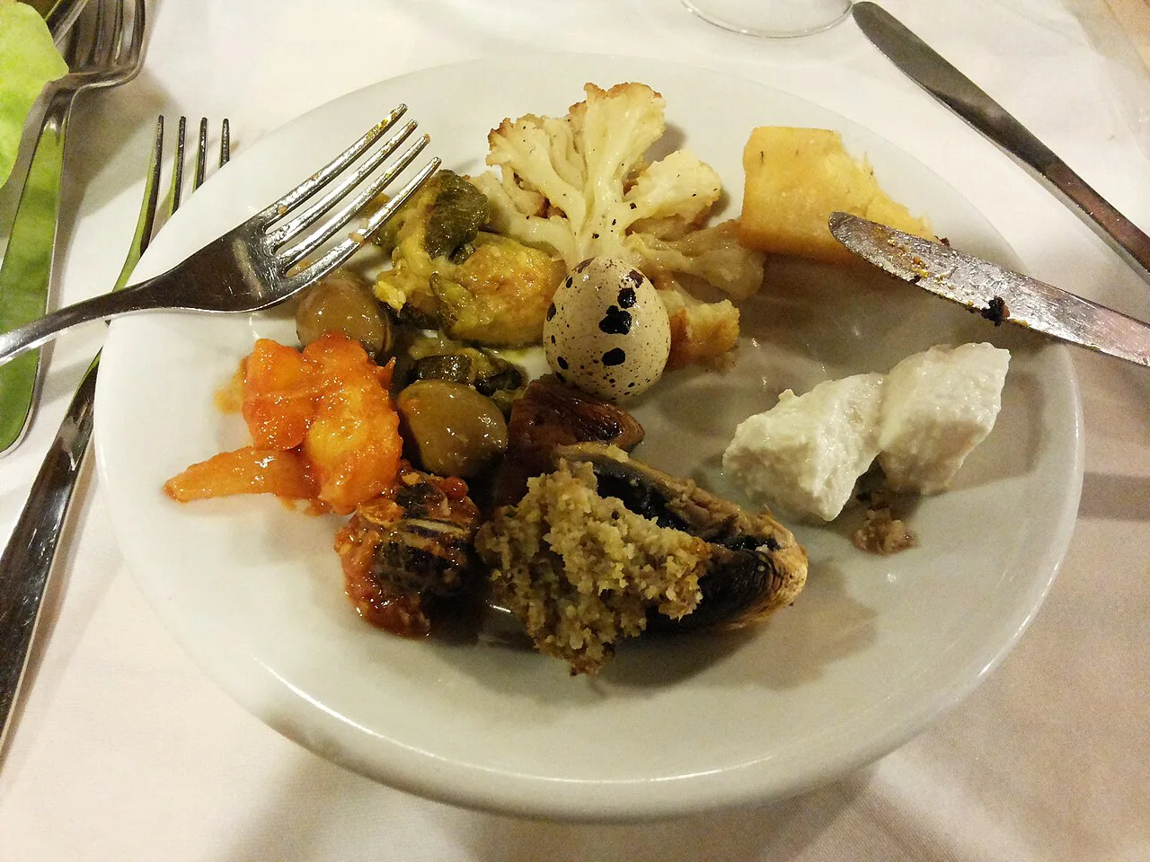 Plate of mixed antipasti.