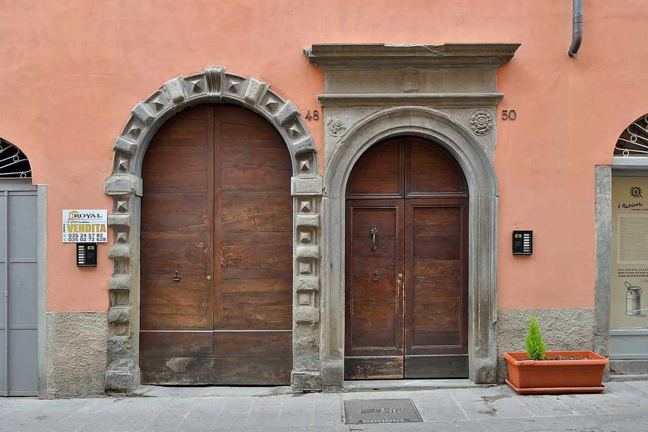 Doorways on Via Pignolo in Bergamo.