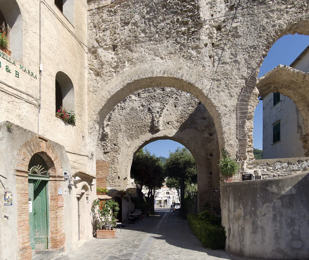 An arched stone lane in Ravello.