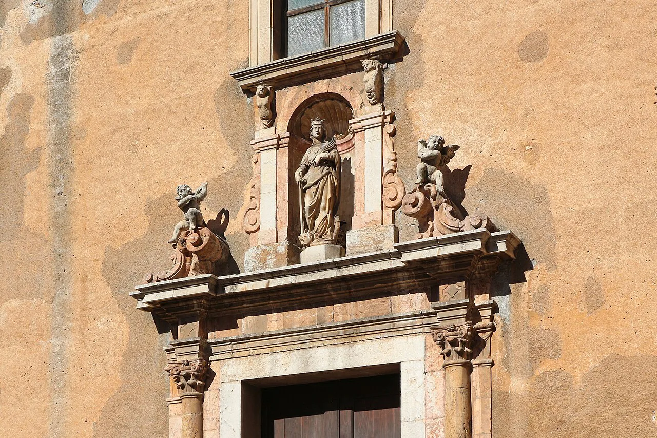 Church facade detail in Taormina.