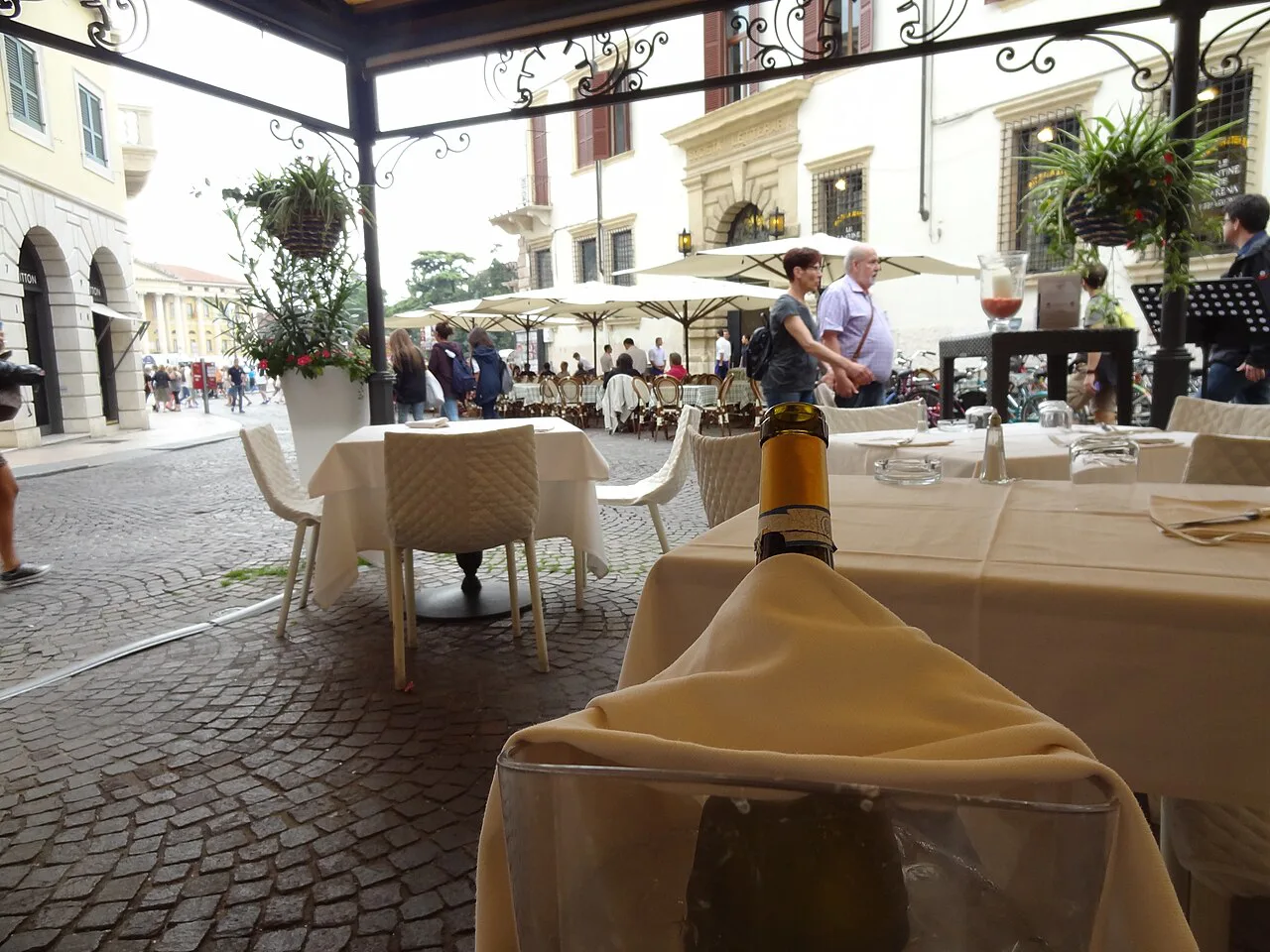 Restaurant tables in Verona.
