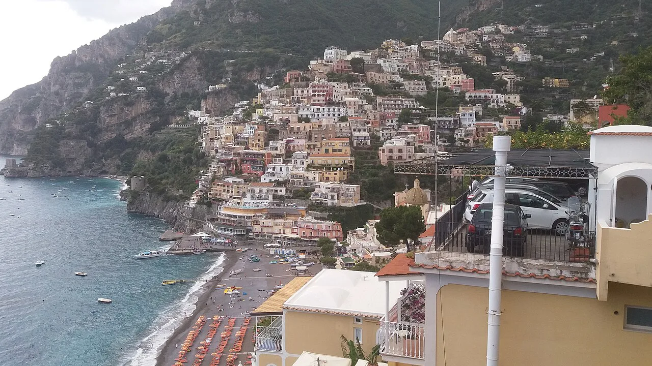Positano's hillside houses above the sea.