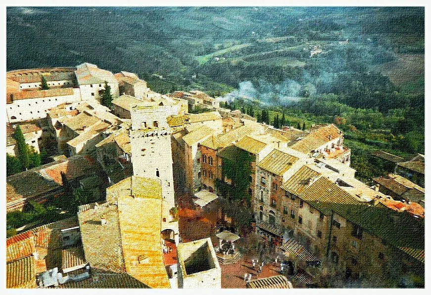 Aerial view of San Gimignano.