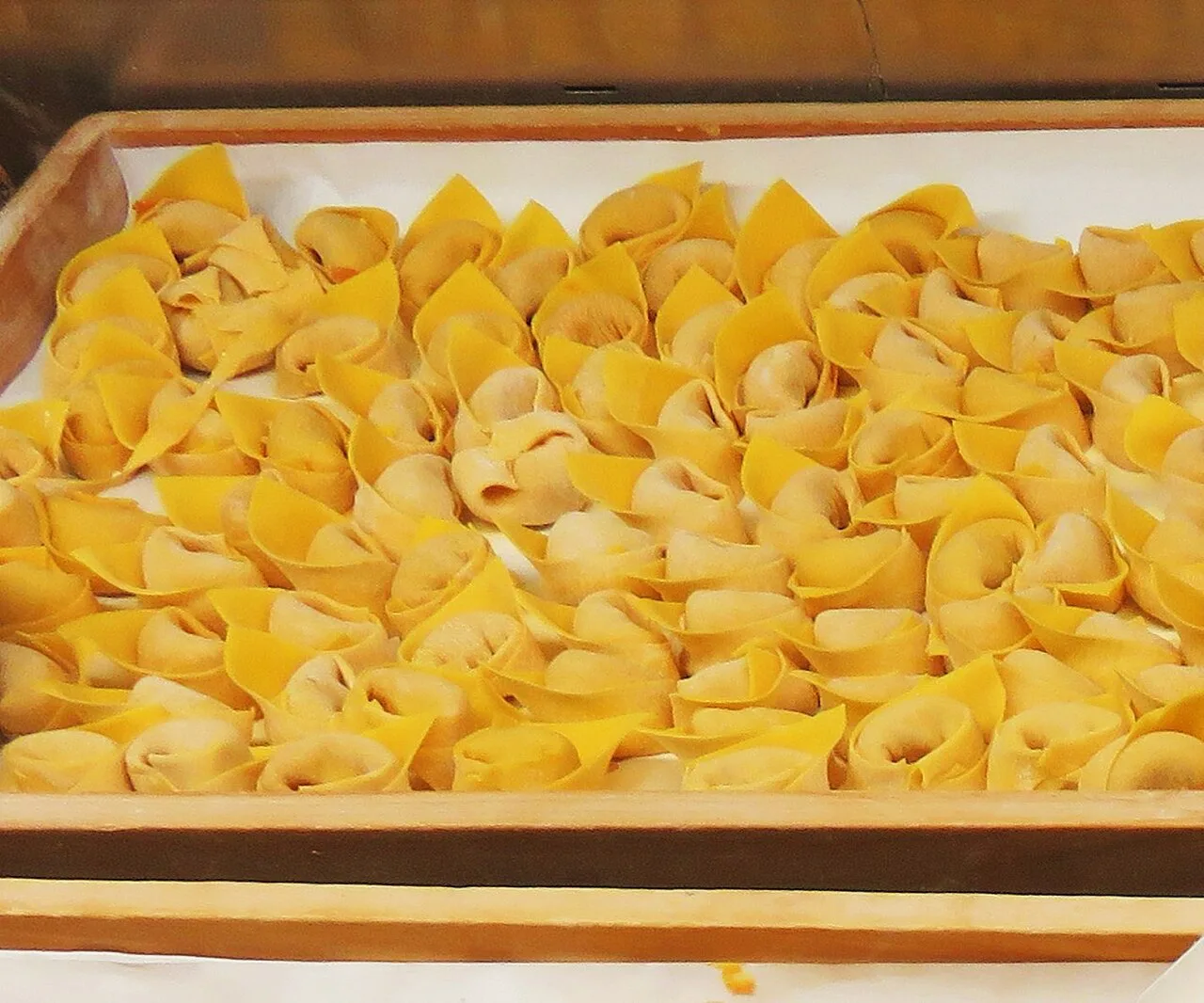A tray of fresh cappellacci.