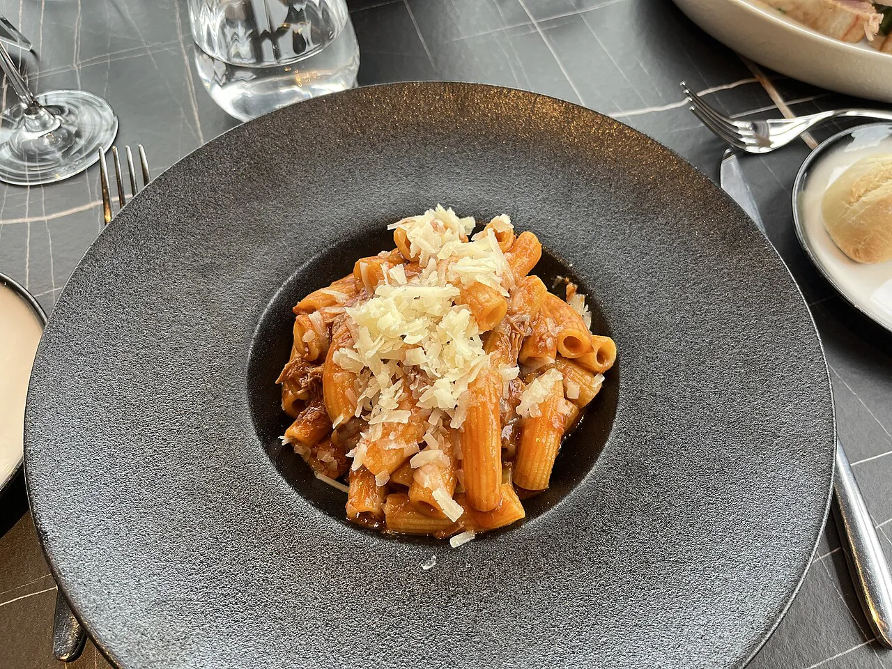 Pasta dish at a restaurant in Como.