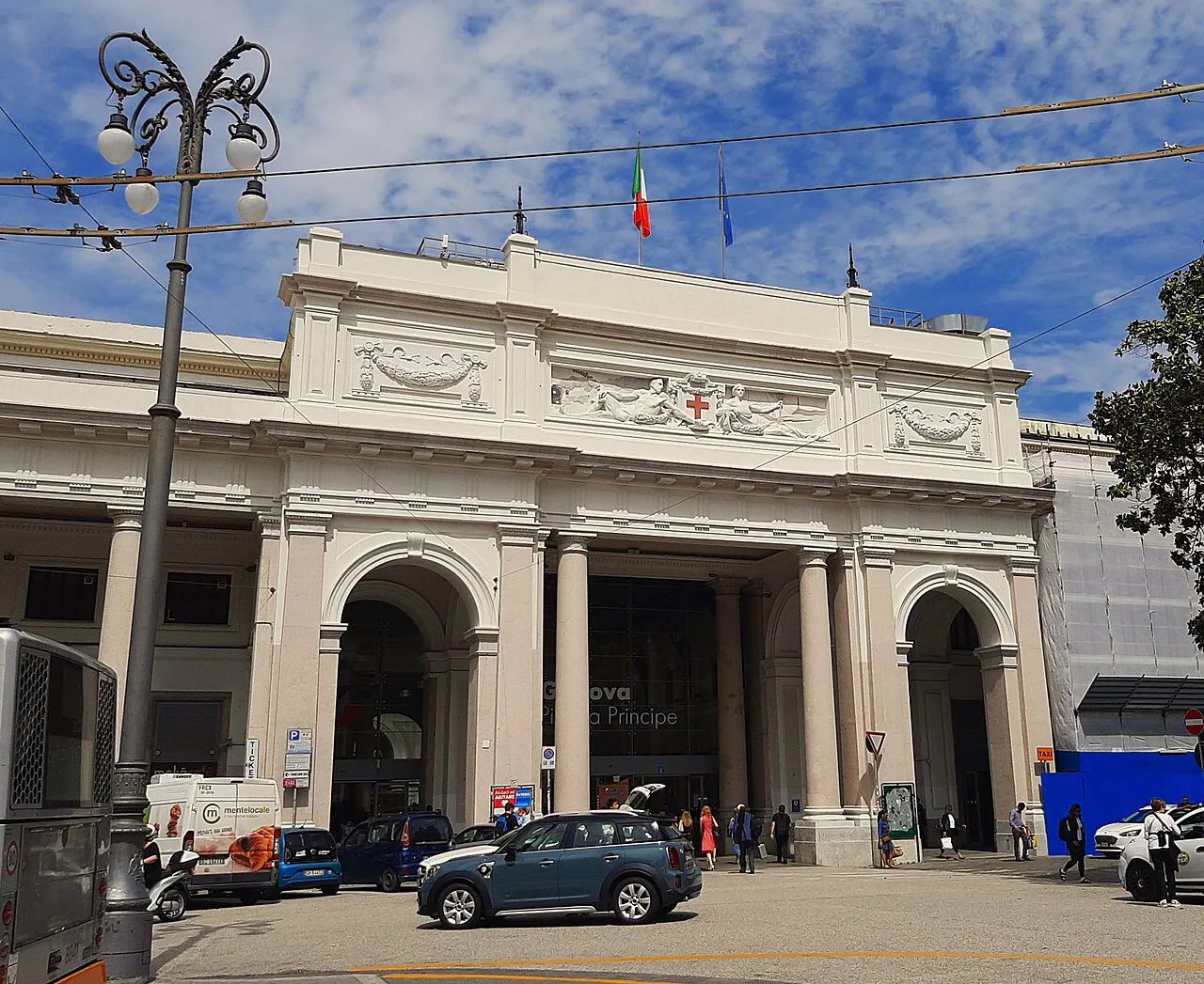 Piazza Principe station facade in Genoa.