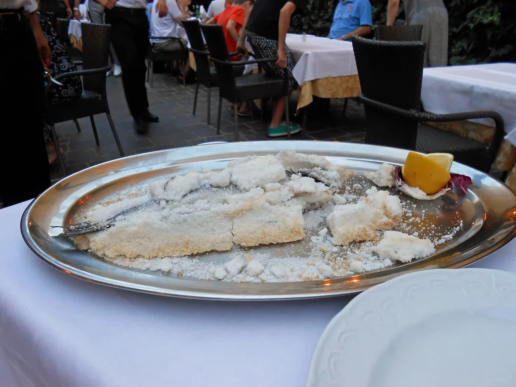 Fish baked in a salt crust in Sirmione.