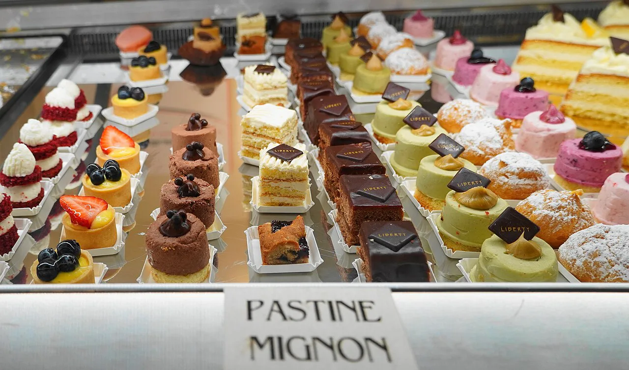 Pastry display in Trieste.