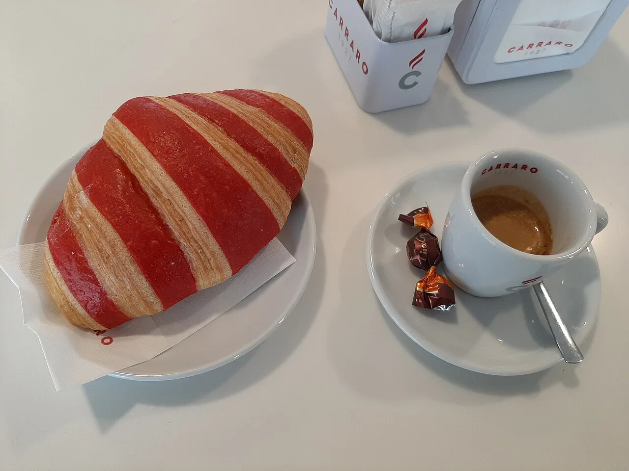 Cornetto with a coffee.