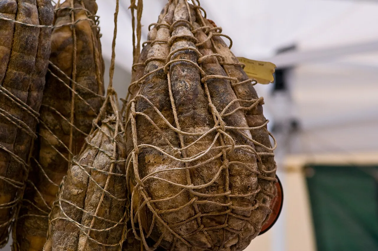 Culatello hanging to cure.