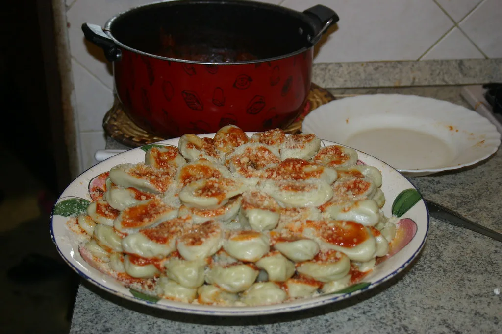 Plate of culurgiones, Sardinian filled pasta.