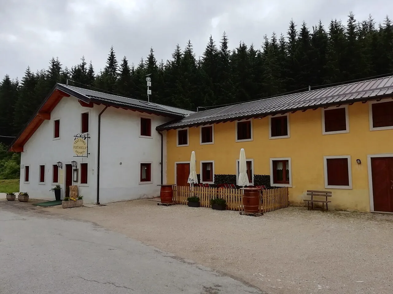Trattoria building in Lusiana.