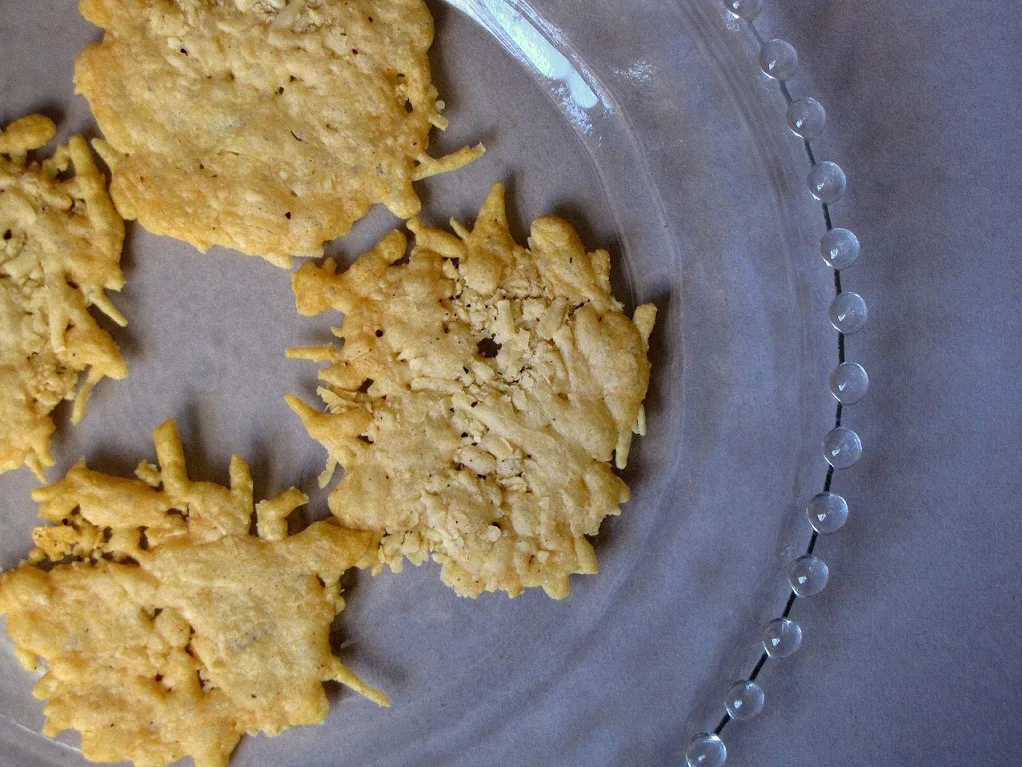 Baked cheese frico crisps.
