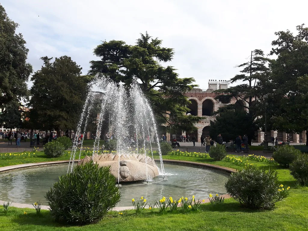 The fountain in the gardens of Piazza Bra, Verona.