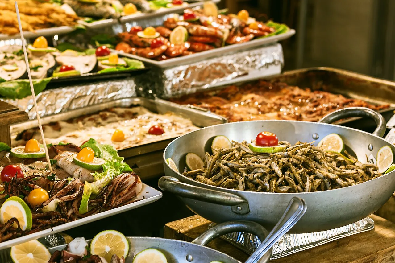 Trays of street food in Palermo.