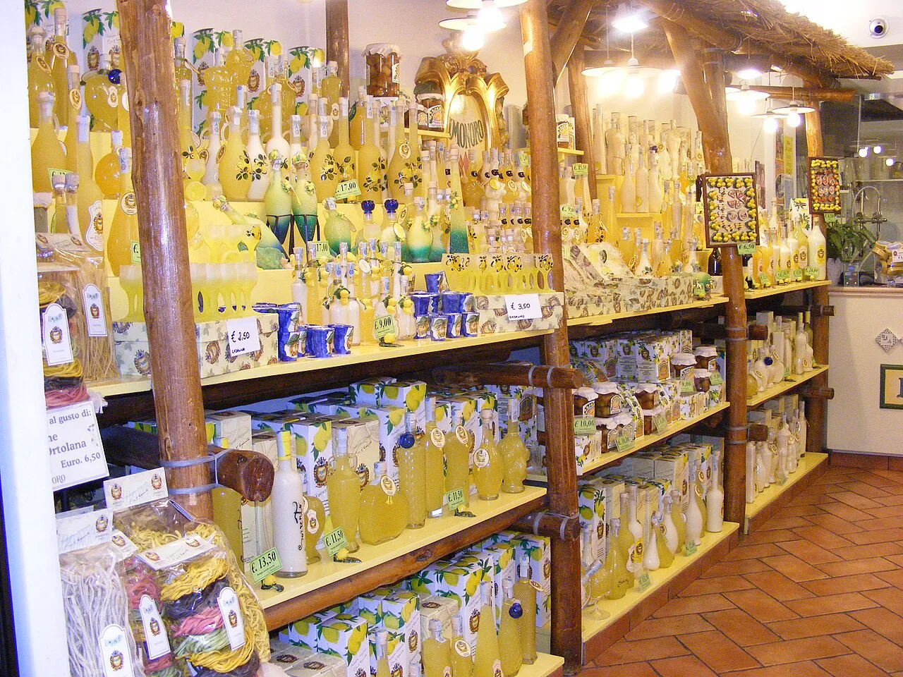 Lemon products in a shop in Sorrento.
