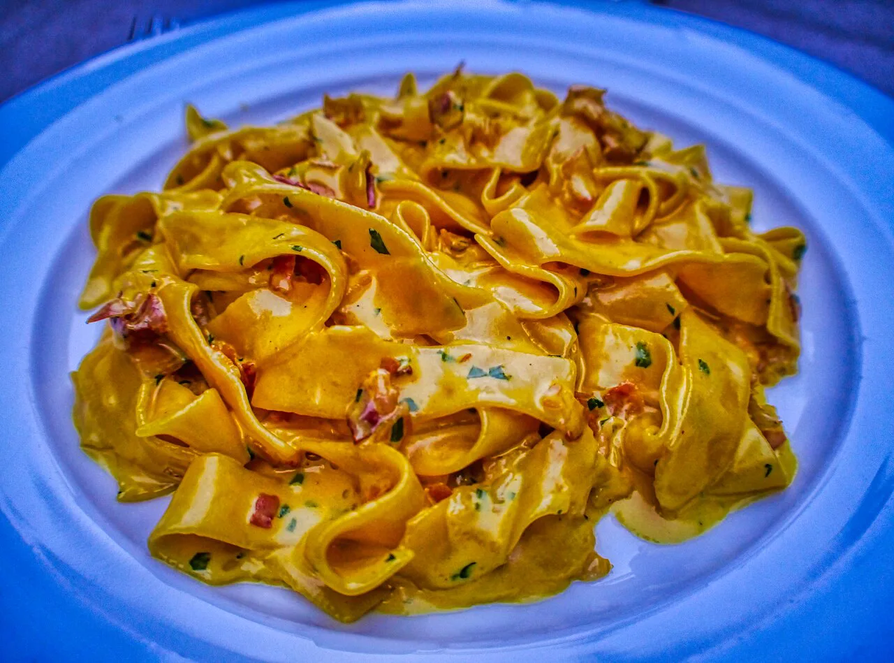 Ribbons of fresh egg pasta in Lombardy.