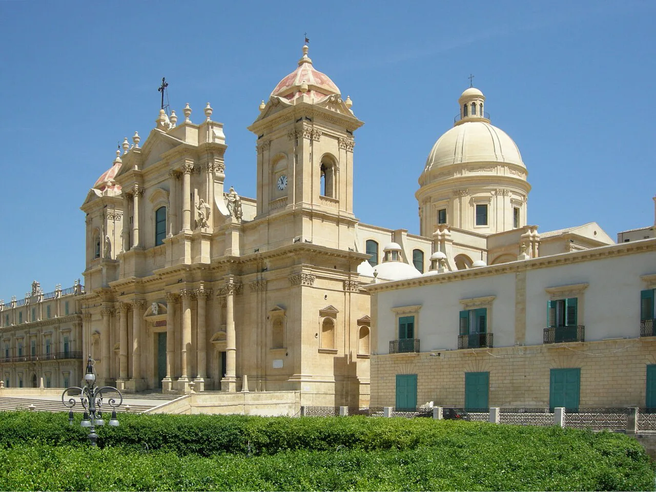 Noto cathedral from a terrace.